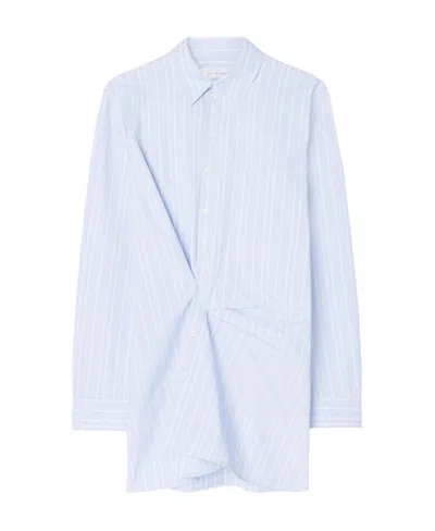 Off-white Striped Cotton-poplin Shirtdress In Blue