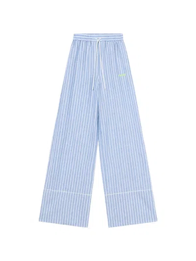 Off-white Striped Long Trousers In Blue