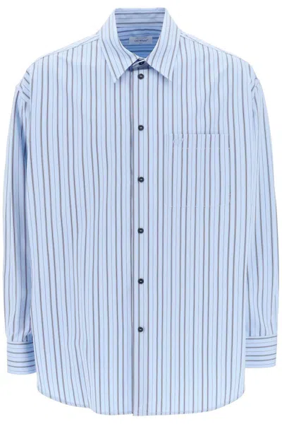 Off-white Striped Cotton Shirt In Light Blue