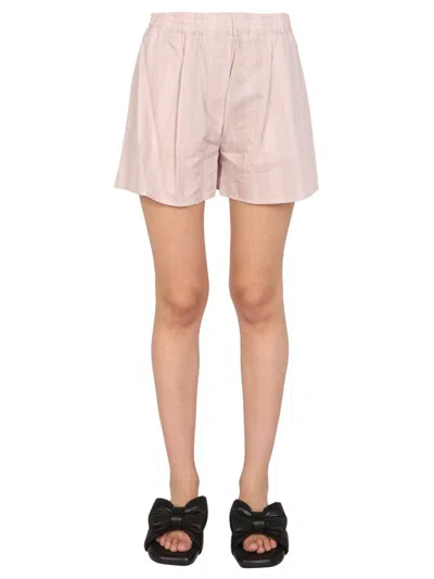 Off-white Shorts With Striped Pattern In Pink