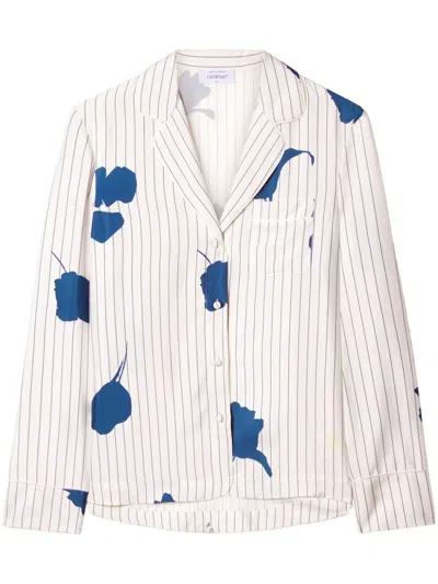 Off-white Striped Poplin Pajama Shirt In White - Tr