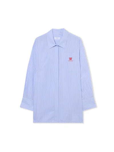 Off-white Striped Poplin Shirt Mini Dress In Neutral