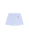 Off-white Striped Poplin Shorts In Blue