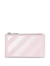 Off-white Striped-print Zip Wallet In Pink