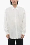 Off-white Striped Silk Blend Shirt In White
