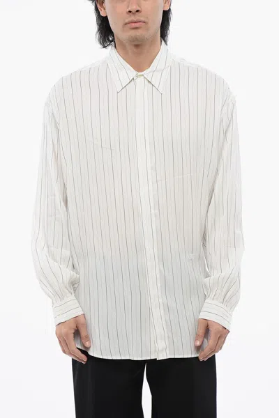 Off-white Striped Silk Blend Shirt In White