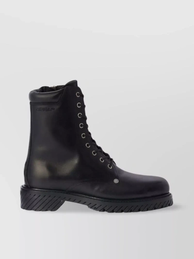 Off-white Diag-sole Lace-up Combat Boots In Black