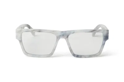 Pre-owned Off-white Style 46 Square Sunglasses Marble/clear Lens (oerj046f23pla0010800-fr)
