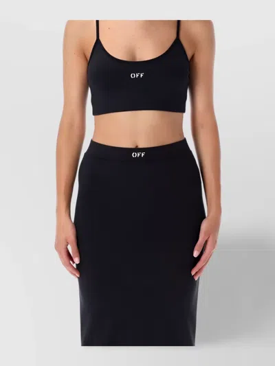 Off-white Stylish Cropped Spaghetti Strap Top In Black