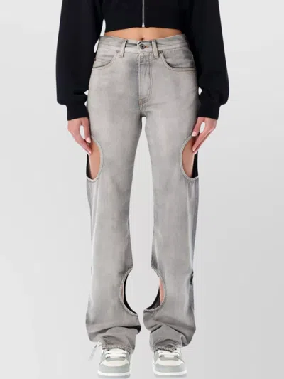 OFF-WHITE STYLISH CUT-OUT FIVE-POCKET TROUSERS