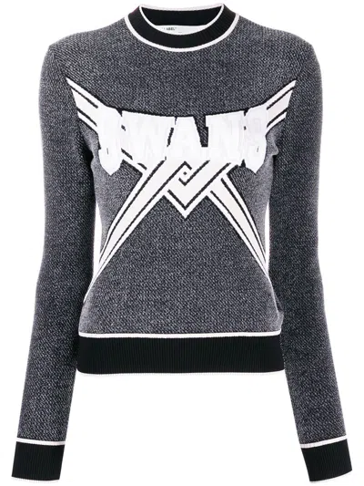 Off-white Stylish Grey, Black And White Knit Top For Women