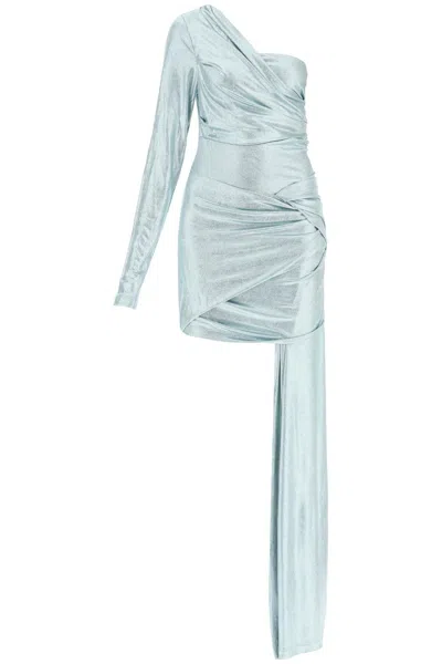 OFF-WHITE STYLISH ONE-SHOULDER SILVER T-SHIRT DRESS FOR WOMEN