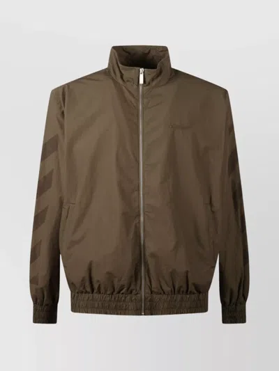 Off-white Stylish Short Jacket High Collar In Brown