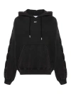 Off-white Cropped Black Hoodie With Embossed Detailing And Graphic Print In Black