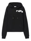 Off-white Drawstring Hooded Sweater With Pouch Pocket And Logo Prints In Black