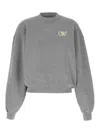 Off-white Embroidered Sweatshirt With Ribbed Cuffs And Hem