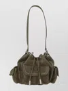 Off-white Suede Bucket Bag Shoulder Strap In Green