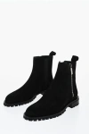 Off-white Suede Combat Booties In Black