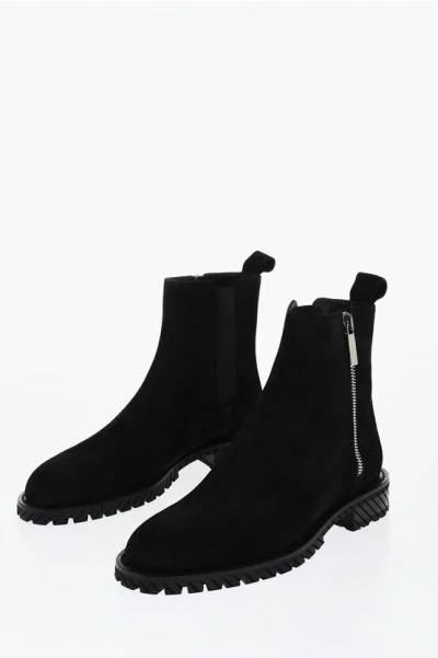 Off-white Suede Combat Booties