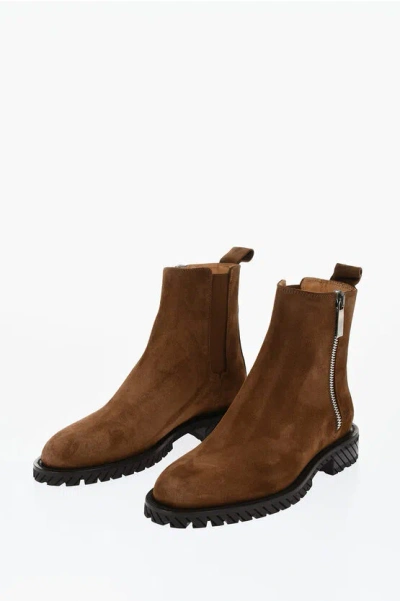 Off-white Suede Combat Booties