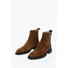 Off-white Logo-debossed Suede Ankle Boots In Brown