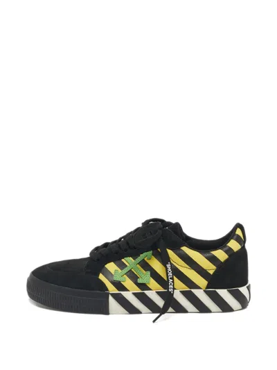 Pre-owned Off-white Suede Striped Sneakers In Black