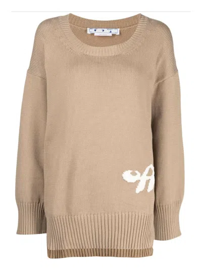 Off-white Crew Necks In Camel
