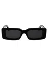 Off-white Sculpted Rectangle Sunglasses Uv Protection In 1007 Black
