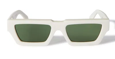 Off-white Manchester 方形镜框太阳眼镜 In White