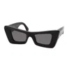 Off-white Sunglasses Cat Eye Full Rim, Black Frame And Dark Grey Lens Oeri031afaccra1007 In Black
