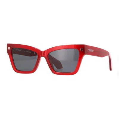 Off-white Sunglasses Cat Eye Full Rim, Burgundy Frame And Dark Grey Lens Oeri110cincinnati2807 In Red