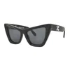 Off-white Sunglasses Cat Eye Full Rim, Grey Marble Frame And Dark Grey Lens Edvard0807 In Black