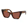 Off-white Sunglasses Cat Eye Full Rim, Grey Marble Frame And Dark Grey Lens Edvard0807 In Brown