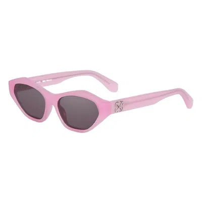 Off-white Sunglasses Cat Eye Full Rim, Shiny Pink Frame And Dark Grey Lens Oeri13hkent3007