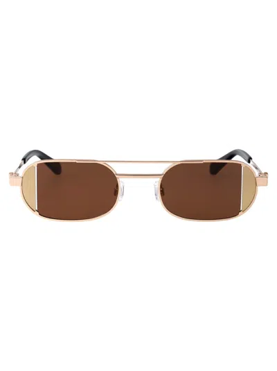 Off-white Sunglasses In Gold Brown