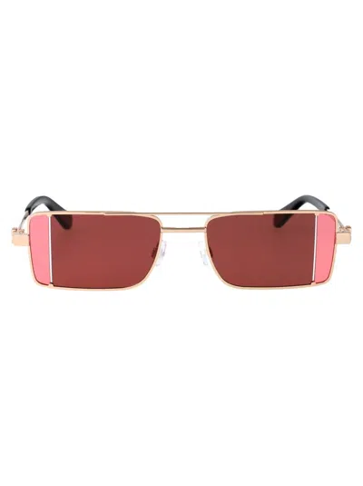 Off-white Sunglasses In Gold Burgundy