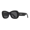 Off-white Sunglasses Oval Full Rim, Black Frame And Dark Grey Lens Oeri040pablo1007 In Black
