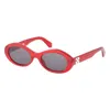 Off-white Sunglasses Oval Full Rim, Havana Frame And Dark Grey Lens Oeri13gedison6007 In Red