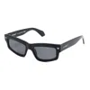 Off-white Sunglasses Rectangle Full Rim, Black Frame And Dark Grey Lens Oeri135miramar1007 In Black
