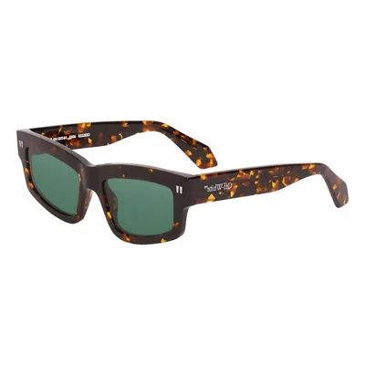 Off-white Sunglasses Rectangle Full Rim, Black Frame And Dark Grey Lens Oeri135miramar1007 In Brown