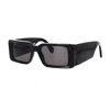 Off-white Sunglasses Rectangle Full Rim, Black Frame And Grey Lens Oeri097milano1007 In Black