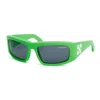 Off-white Sunglasses Rectangle Full Rim, Green Frame And Dark Grey Lens Oeri044joseph5907 In Green