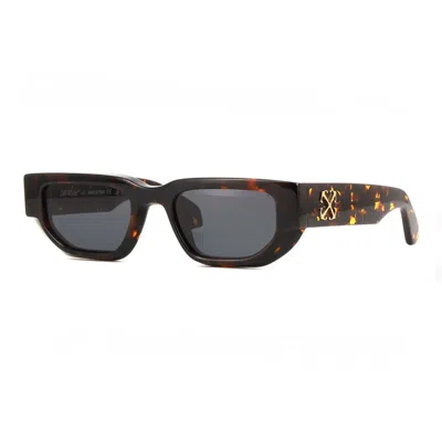 OFF-WHITE SUNGLASSES RECTANGLE FULL RIM, HAVANA FRAME AND DARK GREY LENS OERI115GREELEY6007