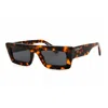 Off-white Sunglasses Rectangle Full Rim, Havana Frame And Dark Grey Lens Oeri136ontario6007 In Brown