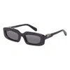 Off-white Sunglasses Rectangle Full Rim, Shiny Black Frame And Grey Lens Oeri13crenton1007 In Black