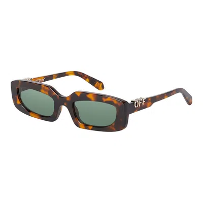 Off-white Sunglasses Rectangle Full Rim, Shiny Black Frame And Grey Lens Oeri13crenton1007 In Brown