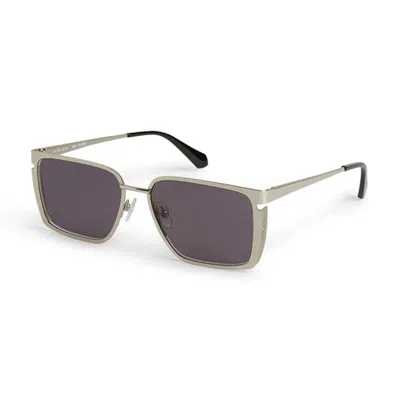 OFF-WHITE SUNGLASSES RECTANGLE FULL RIM, SILVER FRAME AND DARK GREY LENS OERI121YODER7207