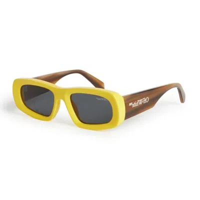Off-white Sunglasses Rectangle Full Rim, Yellow Frame And Dark Grey Lens Oeri065austin1807