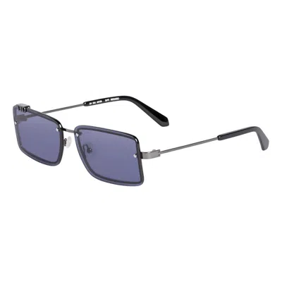 Off-white Sunglasses Rectangle Rimless, Gunmetal Frame And Blue Lens Oeri13ntampa7745 In Gray