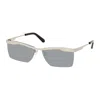 Off-white Sunglasses Rectangle Semi Rim, Silver Frame And Grey With Silver Mirror Lens Oeri095rimini7272 In Gray